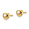 Image 2 : 14k Yellow Gold White Button Pearl Heart Post Earrings