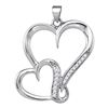 Image 1 : Sterling Silver Round Diamond Double Heart Pendant 1/10 Cttw