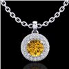 1 ctw Intense Fancy Yellow Diamond Art Deco Necklace 18k White Gold
