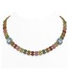 43.35 ctw Sapphire & Diamond Necklace 14K Yellow Gold