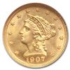 Image 2 : 1907 $2.50 Liberty Quarter Eagle MS-65 NGC