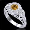 Image 1 : 1.06 ctw Intense Fancy Yellow Diamond Art Deco Ring 18k White Gold