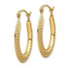 Image 2 : 14k Yellow Gold Textured Stamped Hoop Earrings