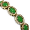 Image 3 : 15.20 ctw Jade & Diamond Micro Pave Halo Bracelet 10k Yellow Gold