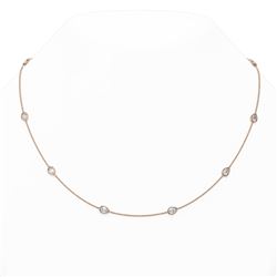 5 ctw Pear Cut Diamond Station Necklace 18K Rose Gold