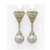 Image 1 : 3 ctw Diamond & Pearl Earrings 18K Yellow Gold