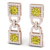 Image 2 : 4 ctw SI/I Fancy Yellow Diamond Earrings 18K Rose Gold