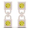 Image 3 : 4 ctw SI/I Fancy Yellow Diamond Earrings 18K Rose Gold