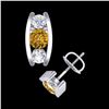 Image 3 : 2.18 ctw Intense Fancy Yellow Diamond Art Deco Earrings 18k White Gold