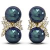 Image 2 : 0.96 ctw Diamond & Pearl Earrings 18K Yellow Gold