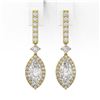 Image 2 : 3 ctw Marquise Cut Diamond Designer Earrings 18K Yellow Gold