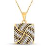 Image 1 : 10kt Yellow Gold Brown Diamond Square Cluster Pendant 1/4 Cttw