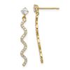 Image 1 : 14k Yellow Gold Cubic Zirconia Wave Dangle Post Earrings