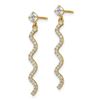 Image 2 : 14k Yellow Gold Cubic Zirconia Wave Dangle Post Earrings