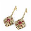 Image 3 : 4.19 ctw Ruby & Diamond Earrings 18K Yellow Gold