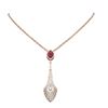Image 1 : 4.77 ctw Ruby & Diamond Necklace 18K Rose Gold
