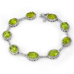20.33 ctw Peridot & Diamond Bracelet 14k White Gold