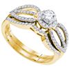 Image 1 : 10kt Yellow Gold Round Diamond Bridal Wedding Engagement Ring Band Set 1/2 Cttw