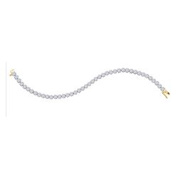 14kt Yellow Gold Round Diamond Flower Cluster Tennis Bracelet 4.00 Cttw