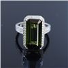Image 1 : 10.10ct Natural Green Tourmaline 18K white gold ring