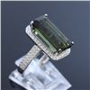Image 2 : 10.10ct Natural Green Tourmaline 18K white gold ring