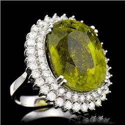 GIA 29.91ct Tourmaline 14K White Gold Ring