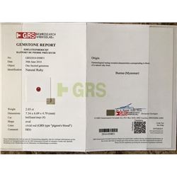 GRS 2.03ct Ruby Oval cut