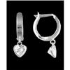 Image 1 : 14K White (not plated) CZ Heart Hoop Ea