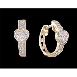 14KY Gold Diamond Heart Hoop Earrings