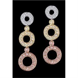 14KPWY Gold Diamond Triple Circle Drop Earrings