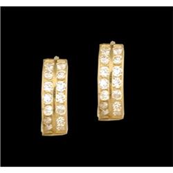 14K Yellow Gold (not plated) Two Row CZ Hoop Ea