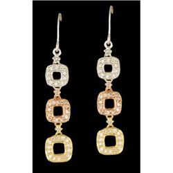 Trio Color Squares, .50ct. Diamond Earr