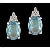 Image 1 : 14KW Gold 2.50ct. Blue Topaz Diamond Earring