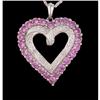 Image 1 : Lovely Pink Topaz and Diamond Heart Necklace