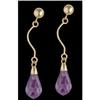 Image 1 : 14KY Gold Amethyst Pear Drop Earring