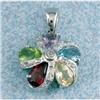 Image 1 : 14KW 2.00ct MultiColored Gemstone/Diamond Flowe
