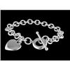 Image 1 : 14KW GOLD DAZZLING SOLID HEART TOGGLE BRACELET