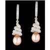 Image 1 : 14KW Gold Freshwater Pearl/Diamond Hoop Earring