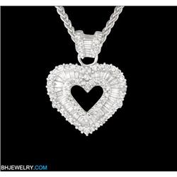 14k GOLD 1.75ct baguette/round diamond Pendant