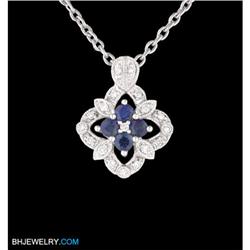 14KW Gold Antique Diamond/Sapphire Flower Penda