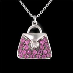 14k GOLD .60ct Pink Sapphire Diamond Purse Char