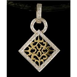 14K Two Tone Diamond Square Pendant