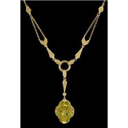 14K Green Gold 6.30ct Lime Quartz/Diamond Neckl
