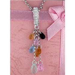 14KW Gold 2.20ct Multi Gemstone/Diamond Pendant