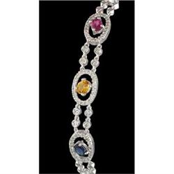 14KW Gold 7.75ct Multi Sapphire/Diamond Bracele