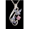 Image 1 : .75ct. Pink,Blue Topaz and Diamond Flor