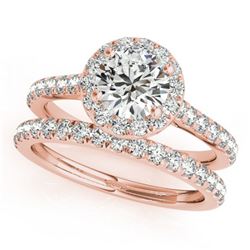 1.71 ctw Certified VS/SI Diamond 2pc Wedding Set Halo 14k Rose Gold