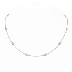 5 ctw Marquise Diamond Station Necklace 18K Rose Gold