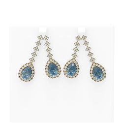 11.25 ctw Blue Topaz & Diamond Earrings 18K Yellow Gold