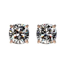 1 ctw Certified VS/SI Quality Cushion Diamond Stud Earrings 10k Rose Gold